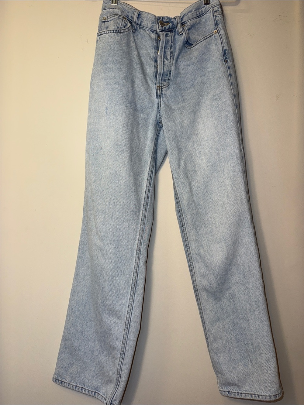 Topshop Light Blue Straight-Leg Jeans